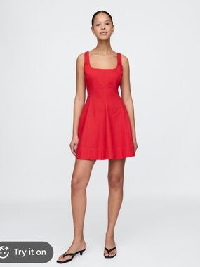 GAP Red Sleeveless Square-Neck Mini Dress